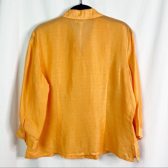 Coldwater Creek Cantaloupe Orange Pleated Front Button Up Top PLarge - Picture 6 of 7